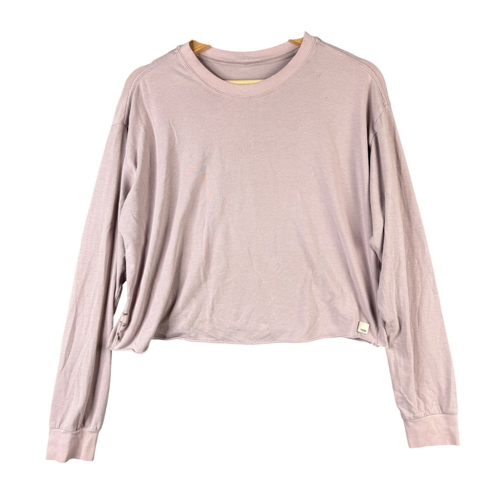 Vuori Long Sleeve Cove Crop Top Dusty Rose Mauve Relaxed Fit Crew Neck Medium